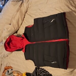 Black and red vest hoody